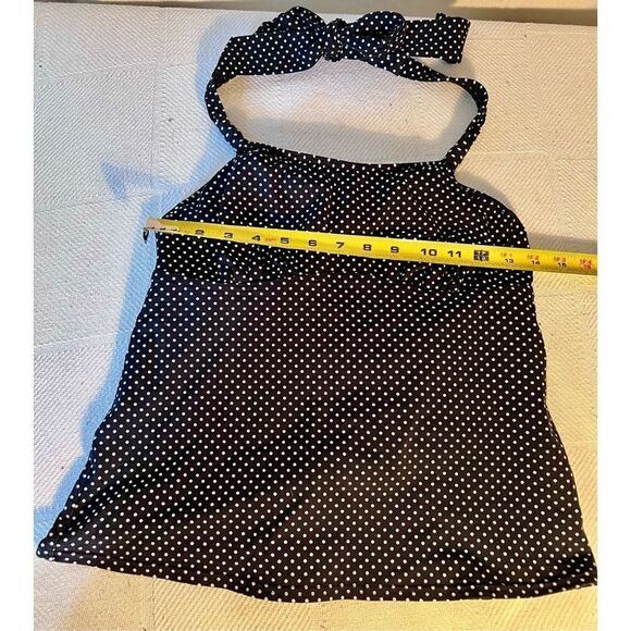 Land’s End Halter Tankini Top Bathing Suit Black White Polka Dot Women’s Size 8 - Picture 4 of 10